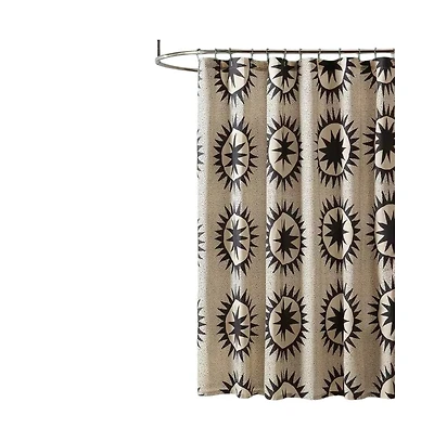 Slickblue Cotton Poly Shower Curtain with Cream Brown Medallion