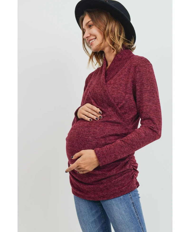 Hello Miz Maternity V Neck Wrap Long Sleeve Nursing Top