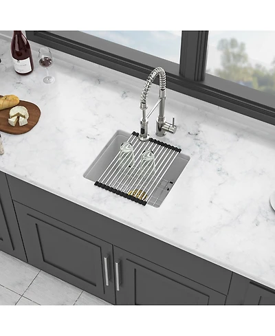 flynama 18x16x9inch White Quartz Composite Undermount Kitchen Sink Granite Workstation Deep