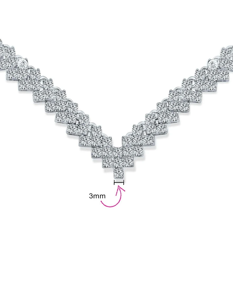 Bling Jewelry Art Deco Style Cubic Zirconia Statement Cz Collar Statement V Decollete Necklace