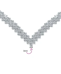 Bling Jewelry Art Deco Style Cubic Zirconia Statement Cz Collar Statement V Decollete Necklace