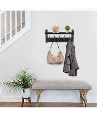 Sorbus Inch Floating Wall Shelf with 5 Heavy Duty Hooks