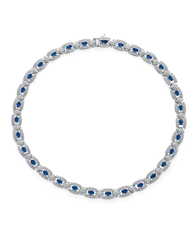 Bling Jewelry Art Deco Style Royal Blue Sapphire Cz Cubic Zirconia Cocktail Statement Collar Necklace