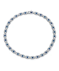 Bling Jewelry Art Deco Style Royal Blue Sapphire Cz Cubic Zirconia Cocktail Statement Collar Necklace