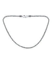 Bling Jewelry Bali Balinese Handmade 3MM Oxidized Sterling Silver Byzantine Link Chain Necklace