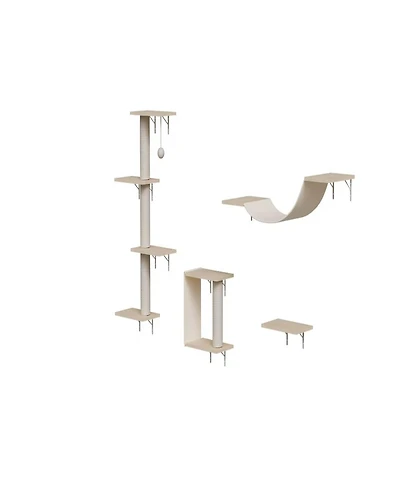 Aostirmotor Wall-mounted Cat Tree in Natural Wood