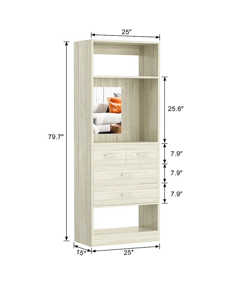 Aheaplus Closet System with Mirror and Drawers