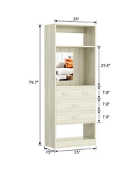 Aheaplus Closet System with Mirror and Drawers