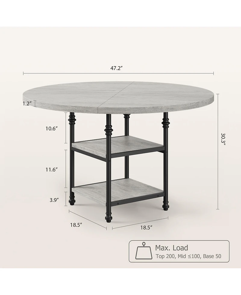 Gaomon 47-Inch Round Dining Table for 4 with 1.2-Inch Thick Board