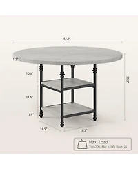 Gaomon 47-Inch Round Dining Table for 4 with 1.2-Inch Thick Board