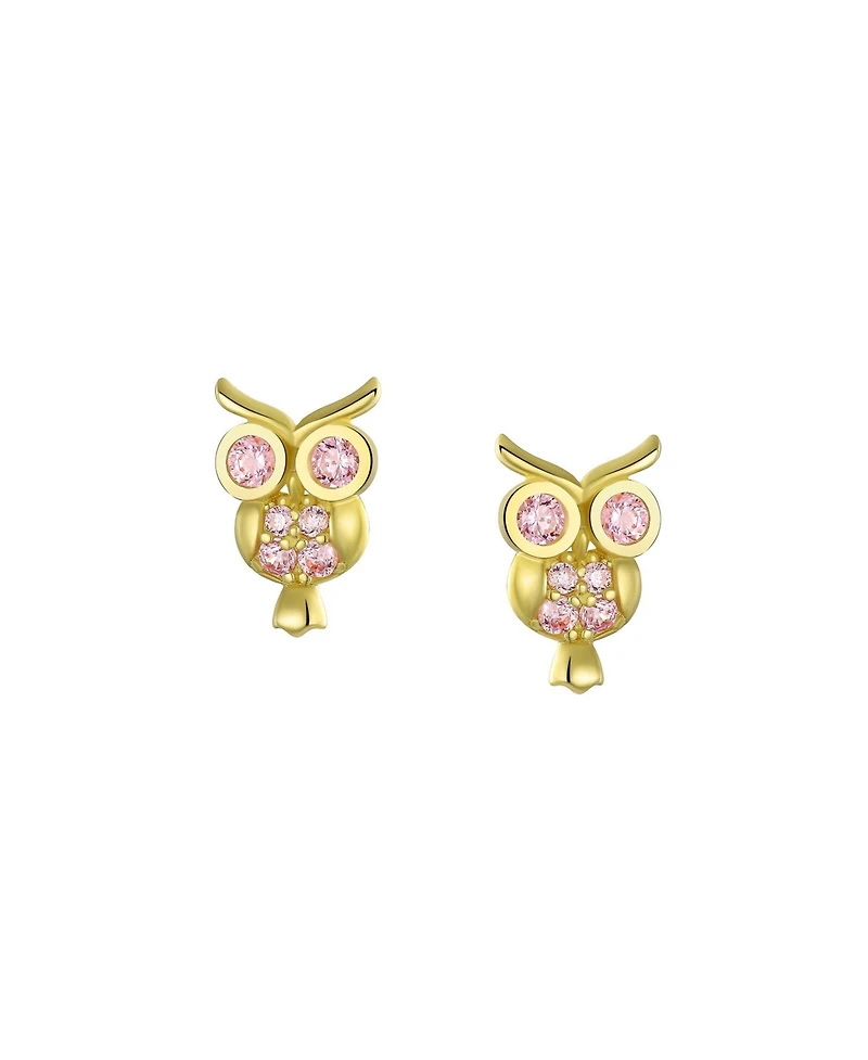 Bling Jewelry Tiny Pink Sapphire Cubic Zirconia Cz Butterfly Stud Earrings 14K Gold Screw-back