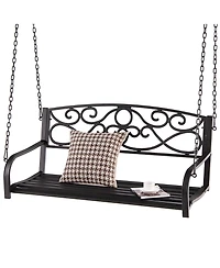 Inolait Outdoor 2-Person Metal Porch Swing Chair with Chains