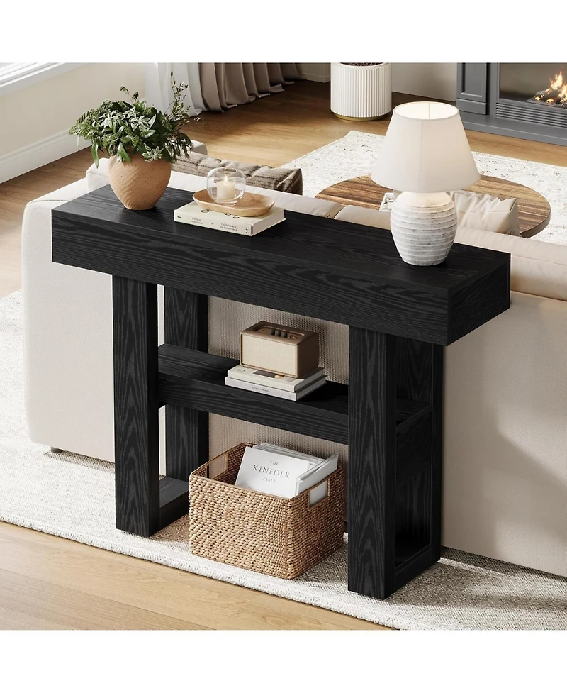 Tribesigns 41.34-Inch Farmhouse Console Table, 2-Tier Narrow Sofa Table Behind The Couch