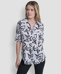 Dkny Women's Printed Long-Sleeve Shirt