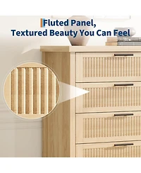 gaomon Fluted Dresser for Bedroom with 5 Drawers, 42.9 in Tall Chest of Large DrawersLarge Clothes Storage Cabinet,Wood Dresser, Tv Stand for Bedroom