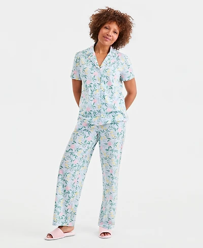 Charter Club Women's Printed Short-Sleeve Pajama Set, Macy's Exclusive