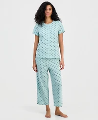 Charter Club Women's 2-Pc. Cotton Printed Cropped Pajamas Set, Created for Macy's