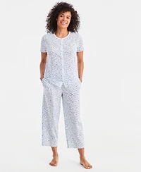 Charter Club Women's 2-Pc. Cotton Printed Cropped Pajamas Set, Created for Macy's