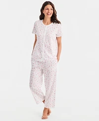 Charter Club Women's 2-Pc. Cotton Printed Cropped Pajamas Set, Created for Macy's