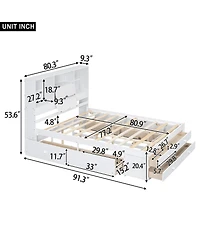 Boyel Living King Size Platform Bed with Storage Headboard and 8 Drawers
