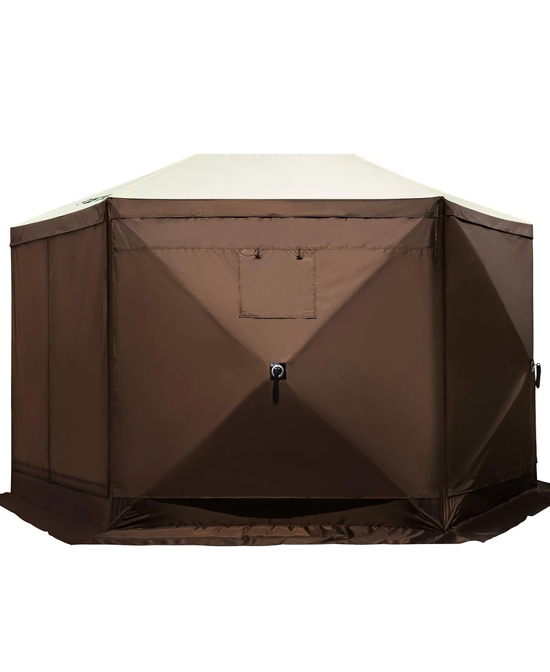 Mecale 12 x 12 ft 6-Sided Pop-Up Gazebo Screen Tent, Mesh Windows, Carry Bag, Ground Stakes, Large Shade Canopy for Outdoor Use