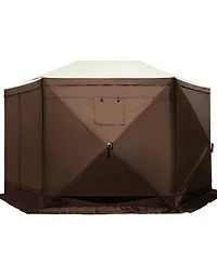 Mecale 12 x 12 ft 6-Sided Pop-Up Gazebo Screen Tent, Mesh Windows, Carry Bag, Ground Stakes, Large Shade Canopy for Outdoor Use