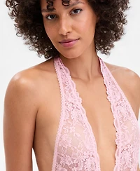 I.n.c. International Concepts Women's Lace Halter Plunge-Neck Bodysuit, Exclusively at Macy's