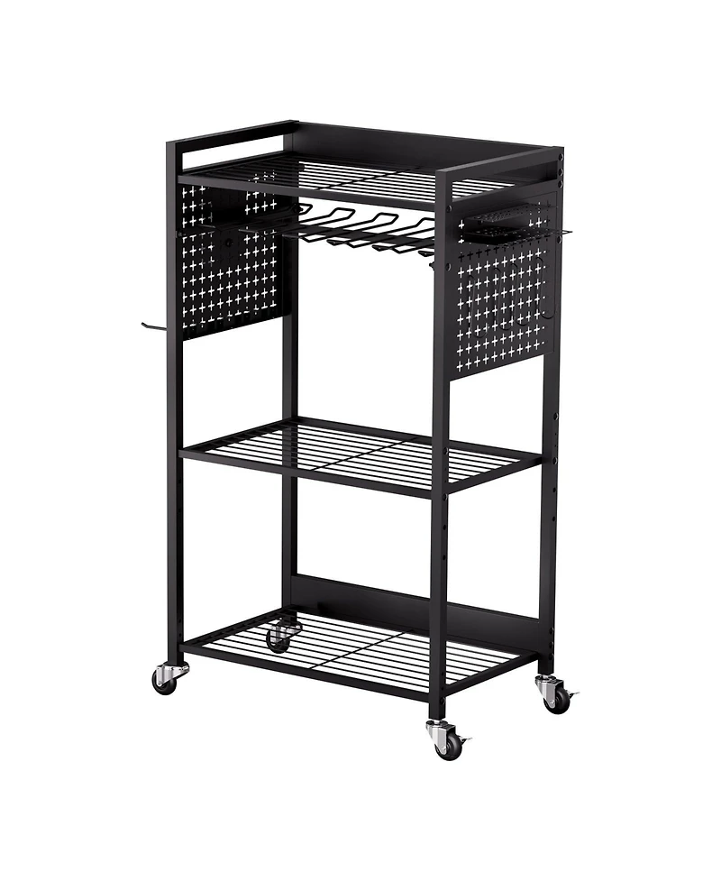 Mecale 4-Tier Tool Cart, 150 lb Capacity, Rolling Drill Holder & Storage Rack on Wheels.