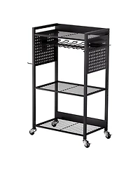 Mecale 4-Tier Tool Cart, 150 lb Capacity, Rolling Drill Holder & Storage Rack on Wheels.