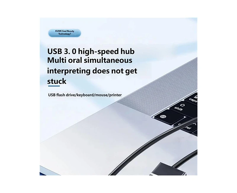 Risokeys Usb 3.0 Hub with 7 Ports - Notebook External Mouse, Keyboard, and Usb Flash Drive Connector with Switch, 1.5m Cable