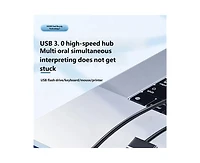 Risokeys Usb 3.0 Hub with 7 Ports - Notebook External Mouse, Keyboard, and Usb Flash Drive Connector with Switch, 1.5m Cable