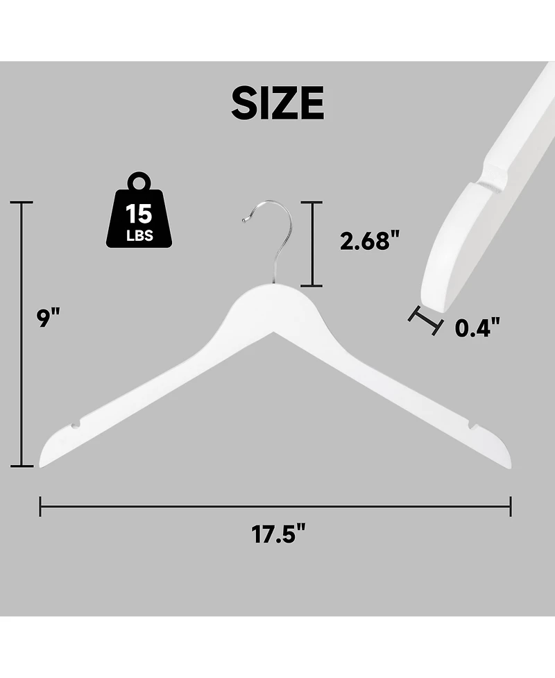 BP4U Premium Wooden Clothes Hangers, Solid Wood Coat Shirt top Hangers for Jackets, Shirts, Dresses, Blouse, Overcoat