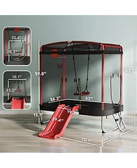 Qaba 4 x 6FT Trampoline for Kids Indoor & Outdoor with Slide,