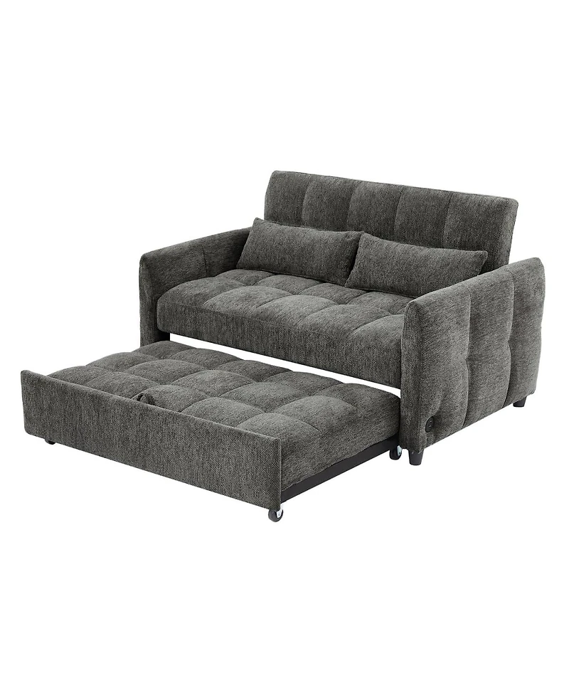 Maison Boucle 52.8'' Usb Convertible Sleeper Sofa Bed with Adjustable Backrest