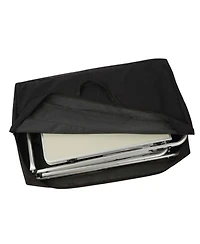 Mecale Camping Kitchen Table, Folding Aluminum Cook Station with Cupboard, Detachable Windscreen, Carrying Bag, Quick Setup, Black