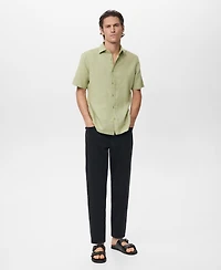 Mango Men's Short Sleeve Linen-Blend Shirt