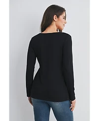 Hello Miz Maternity Scoop Neck Long Sleeve Top
