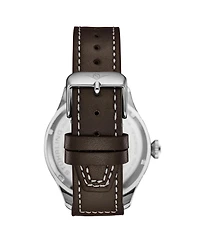 Stuhrling Airman 4078 Men s Quartz Pilot Watch, 43mm Alloy Case with Leather Strap