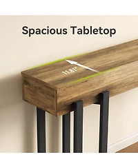 Tribesigns 63-Inch Console Table for Entryway, Industrial Behind Couch with Black Metal Frame, Minimalist Sofa Living Room