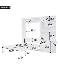 Boyel Living Full Size Murphy Bed with Multiple Storage Shelves and A Cabinet
