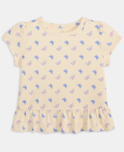 First Impressions Baby Girls' 3M-24M Mix and Match Butterfly-Print Peplum T-Shirt, Macy's Exclusive