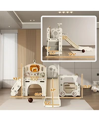 Qaba Toddler 9 in 1 Slide Ages 1-6 with Car Design,