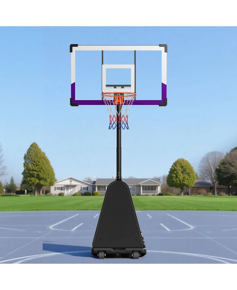 Mecale Portable Basketball Hoop, 10 ft Height Adjustable Stand with 48" Pc Backboard, Outdoor/Indoor Goal System
