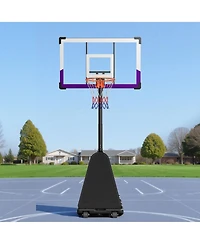 Mecale Portable Basketball Hoop, 10 ft Height Adjustable Stand with 48" Pc Backboard, Outdoor/Indoor Goal System