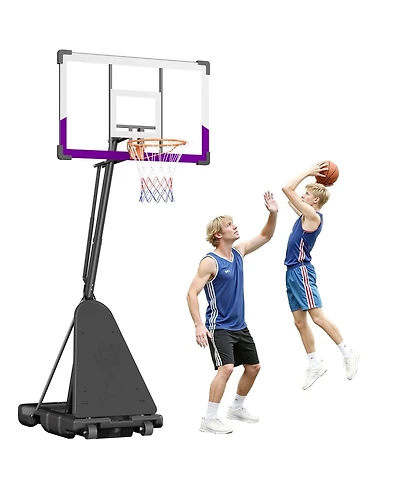 Mecale Portable Basketball Hoop, 10 ft Height Adjustable Stand with 48" Pc Backboard, Outdoor/Indoor Goal System