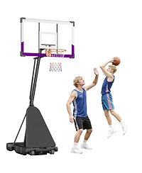 Mecale Portable Basketball Hoop, 10 ft Height Adjustable Stand with 48" Pc Backboard, Outdoor/Indoor Goal System