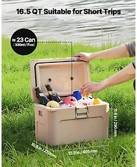 Mecale 16.5 Qt Portable Hard Cooler with Ice Retention, Heavy-Duty Handles and Cup Holder, Insulated Cooler for Short Trips