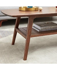 sumyeg Solid Oak Wood Coffee Table with Storage Shelf