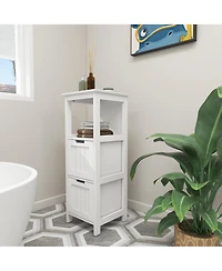 sumyeg Bathroom Floor Cabinet with 2 Drawers & 1 Shelf, Freestanding Wood Storage Organizer