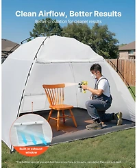 Mecale Portable Paint Booth Tent, 116.14 x 114.96 x 79.53 in, Built-in Floor, Mesh Screen, Oxford Spray Shelter